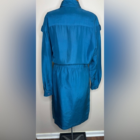 Vintage Diane Gilman 100% Silk Long Sleeved Midi Dress Size 12 - Picture 3 of 8